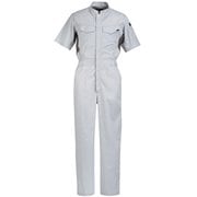 296-20801 [8556 サマーツイル半袖つなぎ服 シルバーグレー M]