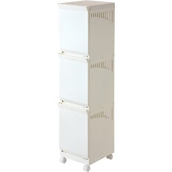 ClevanHALF 隠せるバスケット3段 アイボリー ClevanHALF3-IV