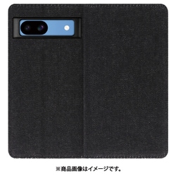 WORK17GG-BK-GPX8A [Pixel 8a 用 デニム生地スマホケース/スタンド機能＆カードポケット付き [ブラック]]