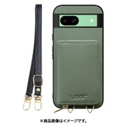 WORK25MPGG-DG-GPX8A [Pixel 8a 用 小銭入れ付きスマホケース/本革/ストラップ付き [ダルグリーン]]