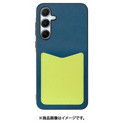 Galaxy A55 5G 用 PUレザースマホケース/ストラップホール＆カードポケット付き [ネイビーイエロー] WORK49GX-NYYL-GA555G