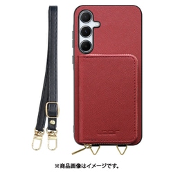 Galaxy A55 用 小銭入れ付きスマホケース/PUレザー/ストラップ付き [レッド] WORK24MPGX-RD-GA555G