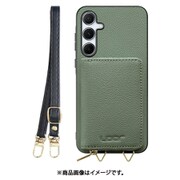 Galaxy A55 5G 用 小銭入れ付きスマホケース/本革/ストラップ付き [ダルグリーン] WORK25MPGX-DG-GA555G