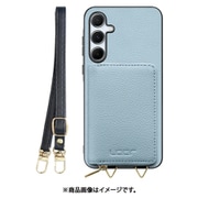 Galaxy A55 5G 用 小銭入れ付きスマホケース/本革/ストラップ付き [スカイブルー] WORK25MPGX-BU-GA555G