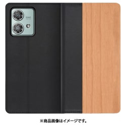 WORK08MT-SA-MEG40N [edge 40 neo 用 天然木仕様の本革スマホケース/スタンド機能＆カードポケット付き [桜]]