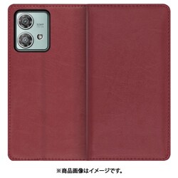 WORK10MT-RD-MEG40N [edge 40 neo 用 本革スマホケース/スタンド機能＆カードポケット付き [ワインレッド]]