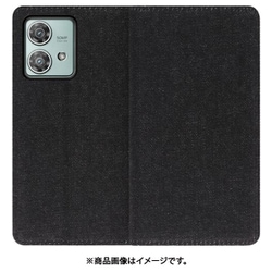 WORK17MT-BK-MEG40N [edge 40 neo 用 デニム生地スマホケース/スタンド機能＆カードポケット付き [ブラック]]
