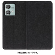 WORK17MT-BK-MEG40N [edge 40 neo 用 デニム生地スマホケース/スタンド機能＆カードポケット付き [ブラック]]