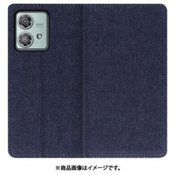 WORK17MT-BU-MEG40N [edge 40 neo 用 デニム生地スマホケース/スタンド機能＆カードポケット付き [ブルー]]
