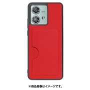 WORK28MT-RD-MEG40N [edge 40 neo 用 PUレザースマホケース/カードポケット&ストラップホール付き [レッド]]