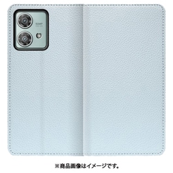 WORK47MT-BU-MEG40N [edge 40 neo 用 本革スマホケース/スタンド機能＆カードポケット付き [スカイブルー]]