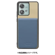 WORK56SCMT-BGBU-MEG40N [edge 40 neo 用 折り畳み式カードポケット/本革/4枚収納 [ベージュブルー]]