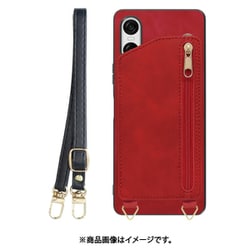 WORK54XP-RD-SXP10V6 [Xperia 10 VI 用 背面型スマホショルダーケース/ロングストラップ＆カードポケット付き [ロイヤルレッド]]