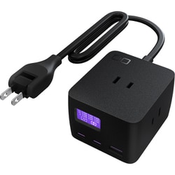 延長電源タップ Polaris CUBE DESK USB付き AC×3/USB-C×2/USB-A×1 1.5mケーブル ブラック CIO-PCD67W2C1A-BK