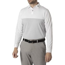 FJ-F24-S16 32095-L [ゴルフ メンズ トーナルカラーブロック 長袖シャツ Lサイズ ホワイト]