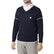 FJ-F24-M11 32123-XL [ゴルフ メンズ スリーブライン 長袖Vネックセーター XLサイズ ネイビー]