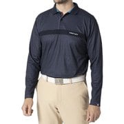 FJ-F24-S04 32184-XL [ゴルフ メンズ FJアウトラインプリント 長袖メッシュポロ XLサイズ ネイビー]
