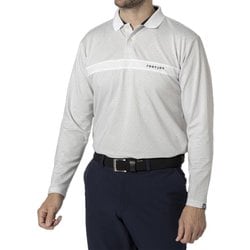 FJ-F24-S04 32185-L [ゴルフ メンズ FJアウトラインプリント 長袖メッシュポロ Lサイズ ホワイト]