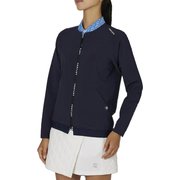 FJW-F24-O01 32316-XL [ゴルフ レディス TWINSOF 撥水ファブリックミックス 長袖フルジップクルーネックジャケット XLサイズ ネイビー]