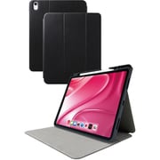 13インチ iPad Air ( M2 ) 2024年 用 ケース レザー カバー 手帳型 ApplePencil収納可 スリープ対応 マグネット フラップ フリーアングル スタンド機能 耐衝撃 ブラック TB-A24XSABK