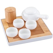 468217 [カジュアル中国茶器セット マットホワイト （茶盤1茶壷1茶缶1茶杯4）]