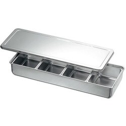 KO 18-8調味料入バット長4ッ組（舟形中子付） 621039