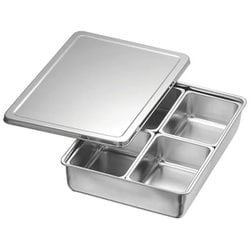 KO 18-8調味料入バット田型4ッ組（舟形中子付） 621041