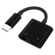 RHECC35D04BK [タイプC 3.5mmステレオミニプラグ 分割アダプタ 充電口 DAC搭載 通話対応 デジタルアナログコンバーター ブラック]
