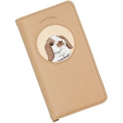 RA-XP10-6-LBR [Xperia 10 VI 用 ケース うさぎ刺繍 手帳型 スマホケース スタンド機能 エレガンテ Elegante/ロップイヤー ブロークン]