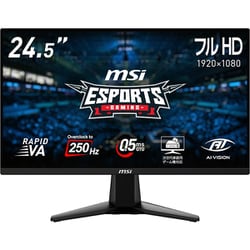 ゲーミングモニター/24.5型/フルHD（1920×1080）/RAPID VAパネル/ノングレア/HDR対応/240Hz（OC時：250Hz）/0.5ms（GTG）/HDMI×2 DP×1 MAG-255XFV