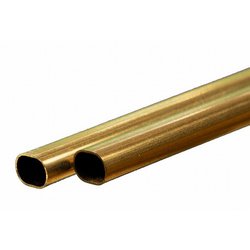 KS5094 真鍮楕円型パイプ サイズ小 長さ12インチ（300mm） 2本入り [工作用素材]