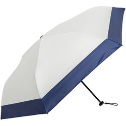 日傘 折りたたみ傘 晴雨兼用 airy+ 超軽量カーボン 親骨50cm 手開き式 一級遮光 UVカット加工 6本骨 カーボンファイバー骨 バイカラー オフ×ネイビー MEX50DP-063PI-off-navy