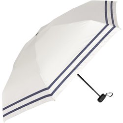 日傘 折りたたみ傘 晴雨兼用 mini 親骨50cm 手開き式 一級遮光 UVカット加工 撥水5級 5段式コンパクト 2ライン切替 グラスファイバー骨 オフ×ネイビー M502L-065PI-off-navy