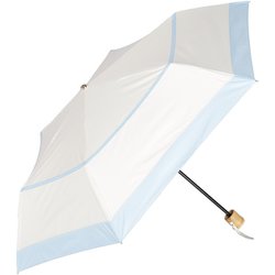 日傘 折りたたみ傘 晴雨兼用 border（ボーダー） 50cm 手開き式 一級遮光 UVカット加工 3段式 6本骨 グラスファイバー骨 オフ×ブルー M50FD-063PI-off-blue