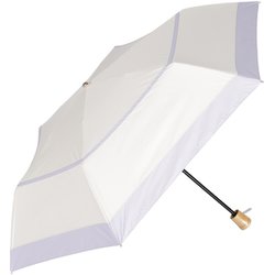 日傘 折りたたみ傘 晴雨兼用 border（ボーダー） 50cm 手開き式 一級遮光 UVカット加工 3段式 6本骨 グラスファイバー骨 オフ×パープル M50FD-063PI-off-purple