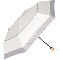 日傘 折りたたみ傘 晴雨兼用 border（ボーダー） 50cm 手開き式 一級遮光 UVカット加工 3段式 6本骨 グラスファイバー骨 オフ×グレー M50FD-063PI-off-grey