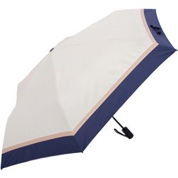 日傘 折りたたみ傘 晴雨兼用 aqua 53cm 自動開閉式 一級遮光 UVカット加工 撥水5級 超軽量 6本骨 カーボンファイバー骨 3色ミックス オフ×ネイビー AEX533S-063PI-off-navy
