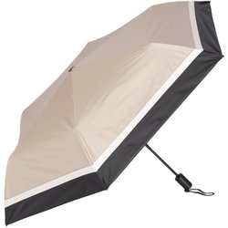 日傘 折りたたみ傘 晴雨兼用 aqua 53cm 自動開閉式 一級遮光 UVカット加工 撥水5級 超軽量 6本骨 カーボンファイバー骨 3色ミックス ベージュ×ブラック AEX533S-063PI-beige-black
