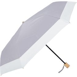 日傘 形状安定折りたたみ傘 晴雨兼用 stella 50cm 手開き式 一級遮光 6本骨 撥水度5級 バンブーハンドル グラスファイバー骨 グレー×オフ M50XT-063PI-grey-off