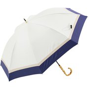 日傘 晴雨兼用 ショート丈 親骨50cm 8本骨 ithm 3色ミックス バンブーハンドル オフ×ネイビー M503S-081PI-off-navy