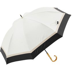 日傘 長傘 晴雨兼用 ショート丈 親骨50cm ithm 手開き式 一級遮光 UVカット加工 8本骨 3色ミックス バンブーハンドル オフ×ブラック M503S-081PI-off-black