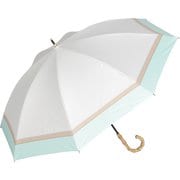 日傘 晴雨兼用 ショート丈 親骨50cm 8本骨 ithm 3色ミックス バンブーハンドル オフ×ミント M503S-081PI-off-mint
