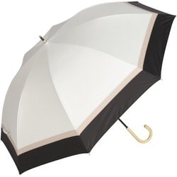 日傘 長傘 晴雨兼用 prism 3色ミックス ショート丈 親骨55cm 手開き式 一級遮光 UVカット加工 8本骨 ラタンハンドル オフ×ブラック M553S-081PI-off-black