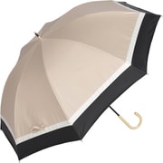 日傘 長傘 晴雨兼用 prism 3色ミックス ショート丈 親骨55cm 手開き式 一級遮光 UVカット加工 8本骨 ラタンハンドル ベージュ×ブラック M553S-081PI-beige-black