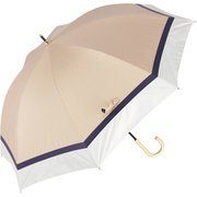 日傘 長傘 晴雨兼用 prism 3色ミックス ショート丈 親骨55cm 手開き式 一級遮光 UVカット加工 8本骨 ラタンハンドル ベージュ×オフ M553S-081PI-beige-off
