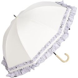 日傘 晴雨兼用 ショート丈 ラタン深張 colon FRILL ダブルフリル 50cm 手開き式 一級遮光 UVカット加工 オフ×パープル M50SQ-081API-off-purple