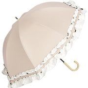 日傘 晴雨兼用 ショート丈 ラタン深張 colon FRILL ダブルフリル ベージュ×オフ M50SQ-081API-beige-off