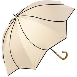 日傘 晴雨兼用 ショート丈 花びらデザイン colon ameri 50cm 手開き式 一級遮光 8本骨 撥水度5級 グラスファイバー骨 ベージュ×ブラック M50HB-081API-beige-black