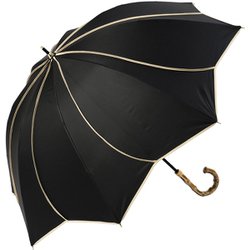 日傘 晴雨兼用 ショート丈 花びらデザイン colon ameri 50cm 手開き式 一級遮光 8本骨 撥水度5級 グラスファイバー骨 ブラック×ベージュ M50HB-081API-black-beige