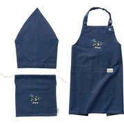 548615 [habituel（アビチュアル） Dear ディアー バンダナ・巾着付きキッズ エプロンセット M 100cm～130cm エプロン/約着丈56cm×身巾60cm バンダナ/約幅53cm×高さ36cm 巾着/約幅26.5cm×高さ25cm ネイビー]